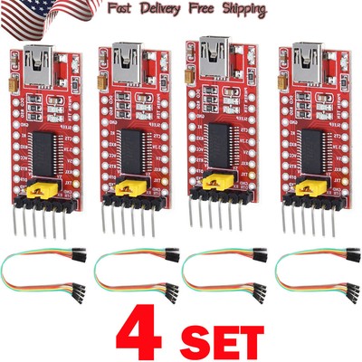 4 Set FT232RL Adapter Modules Mini Port FTDI USB to TTL Serials 3.3V 5.5V USA