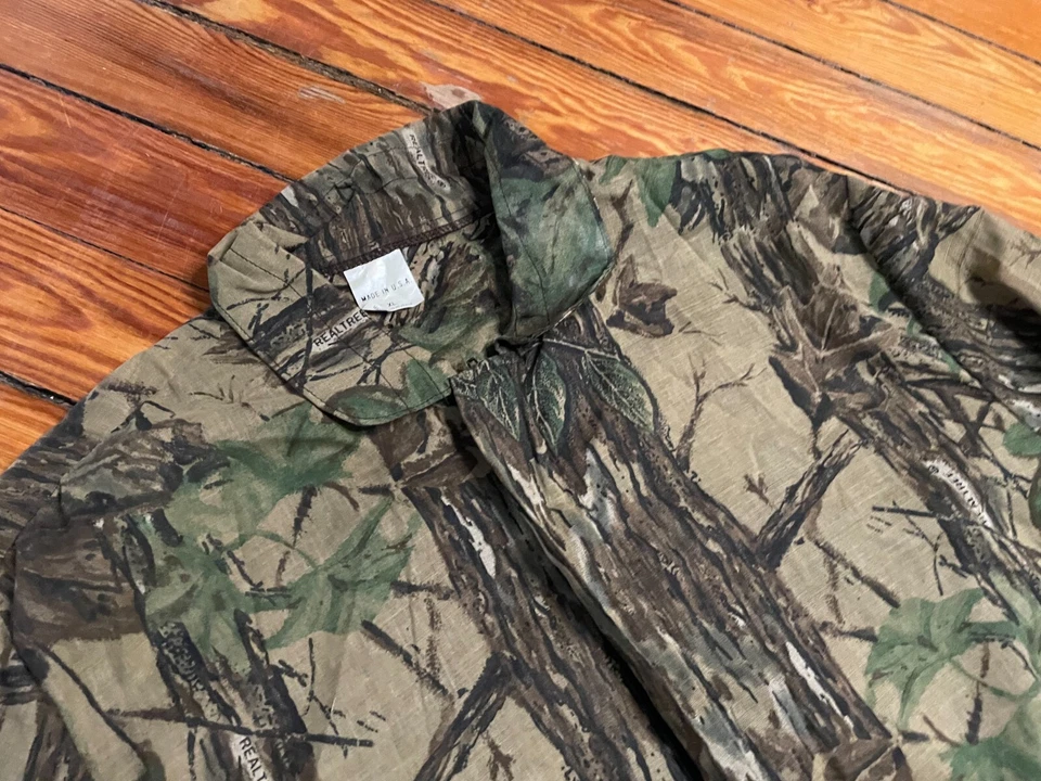 Vintage Realtree Camo Shirt Button Down Men XL Made USA Lightweight Maple Oak - Image 2 of 4