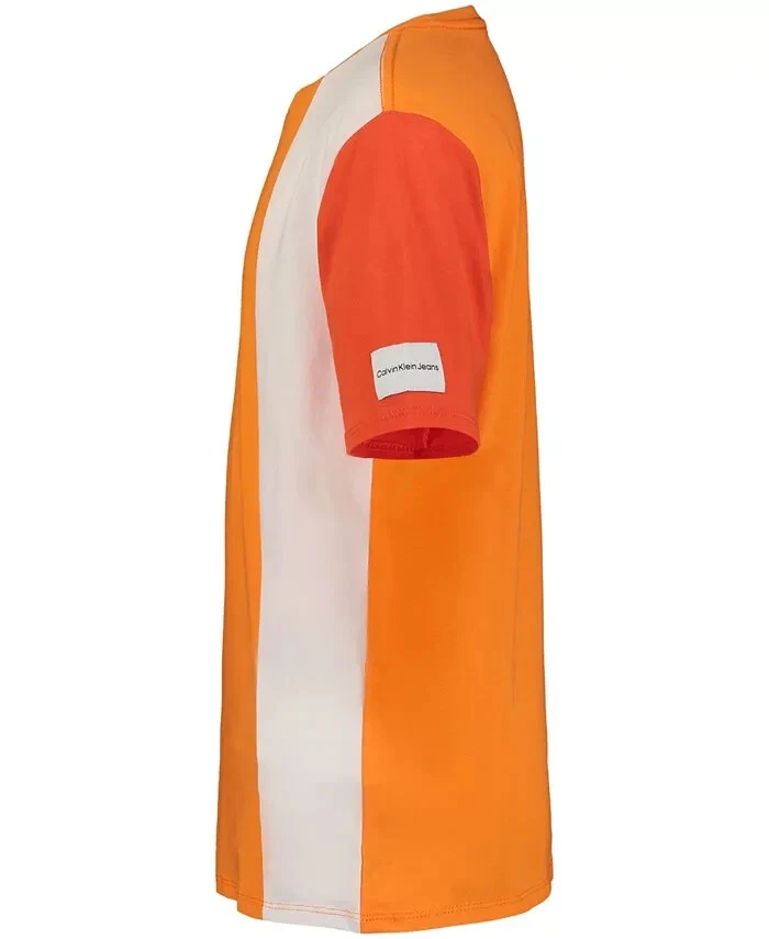 Camiseta manga corta bloque en ángulo naranja/blanco talla XL Calvin Klein Big Boys Foto 3 de 3