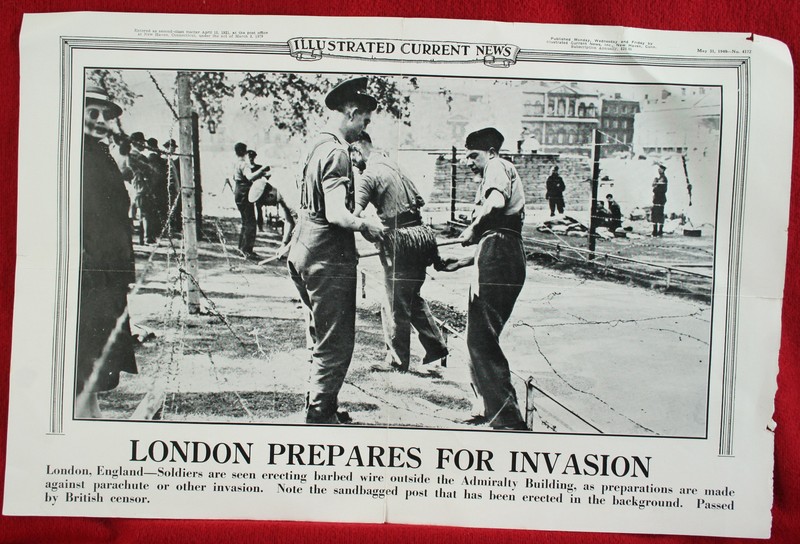 1940 Illustrated Current News Photo Poster LONDON PREPARES FOR INVASION