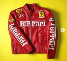 Giacca in pelle Ferrari Racing personalizzata vintage 2004 WORLD CHAMPIONS ja...