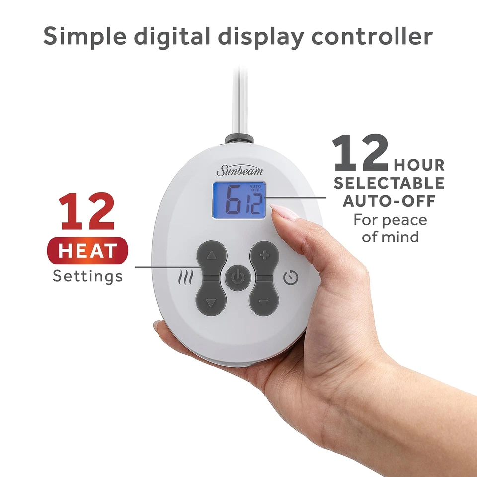 Sunbeam Royal Ultra Heated Queen Blanket 12 Heat Settings Dual Zone Control - Image 4 of 4