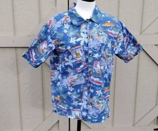 Vtg Disney Hawaiian Aloha Shirt S Surf Mickey Donald Tiki Holiday Pluto Daisy