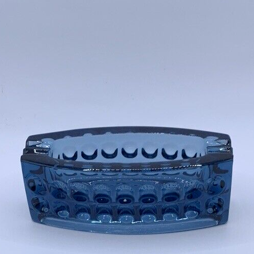 Vintage Czech Blue Pressed Glass Ashtray by Rudolf Jurnikl Sklo Union 1963s - Picture 1 of 19