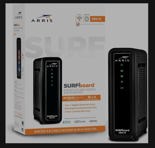 ARRIS SURFboard SBG10 DOCSIS 3.0 16 X 4 Gigabit Cable Modem And AC1600 Wi-Fi Rou - Picture 2 of 5
