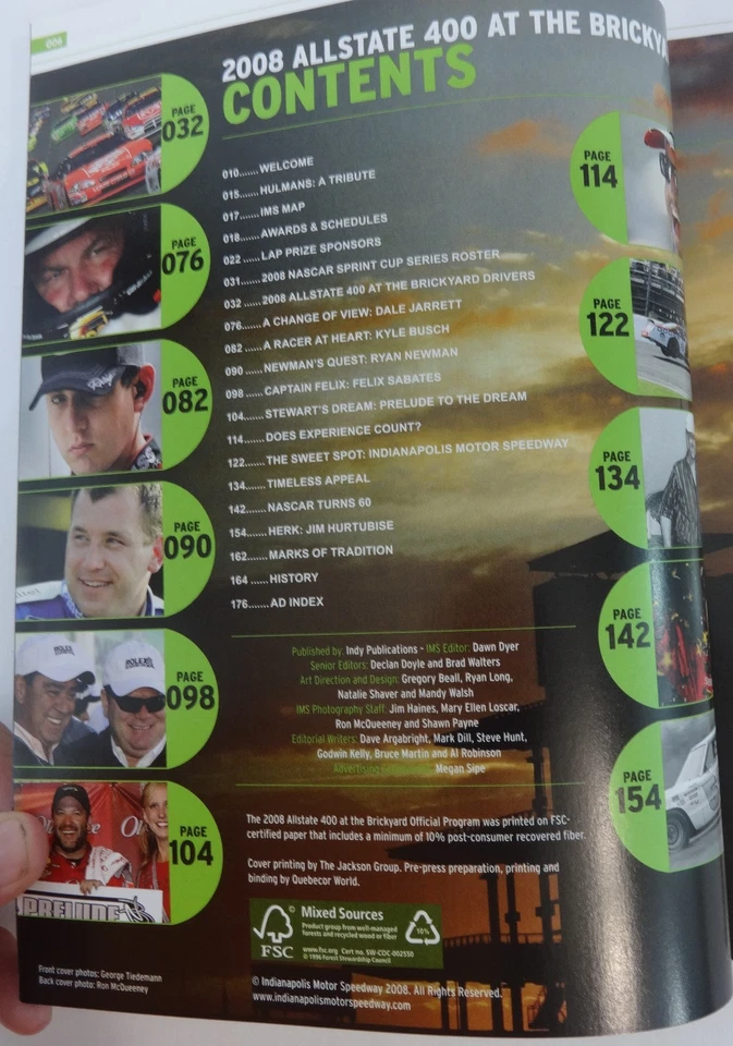 NEW 2008 Allstate 400 Brickyard Program with Line-Up Jimmie Johnson - Image 2 of 4