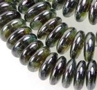 50 Czech Glass Rondelle Beads - Luster Transparent Green 6x2mm