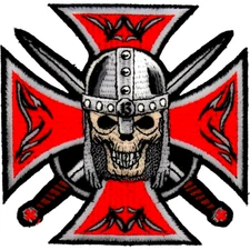Knights Templar Crusader Skull Embroidered Sew on Patch 4" x4"