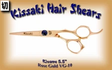 Kissaki Hair Scissors 5.5" Kiwame Rose Gold VG-10 Super Steel Cobalt Hair Shears
