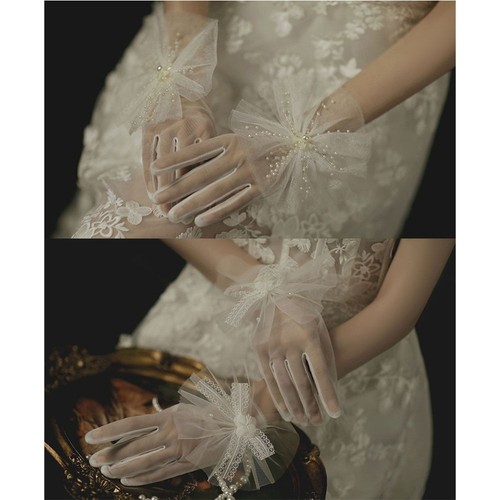 Cycling Driving Mittens Wedding Bridal Gloves Lace Gloves Bridal Gown Mittens - Picture 6 of 21