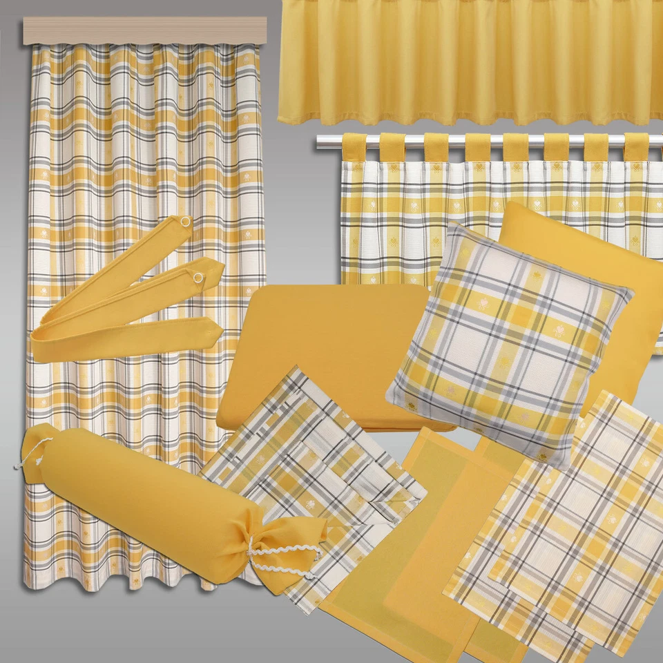 Querbehang Fanni in gelb uni mit Reihband Landhaus Fensterdeko 40 cm hoch - Bild 4 von 4