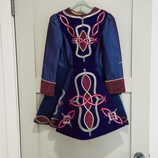 Irish Dance Costume Dress Purple Pink Raw Silk Sequinned Embroidered Embellished