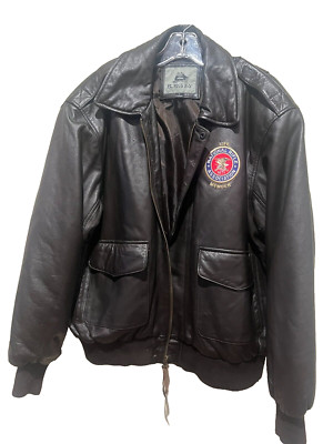 Burks Bay NATIONAL RIFLE ASSOCIATION  BOMBER JACKET~NRA Leather Coat~L