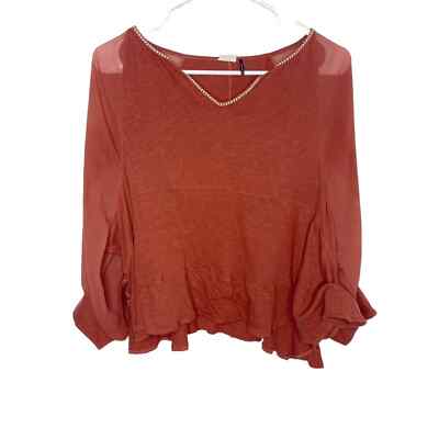 Akemi and Kin Anthropologie Orange Fenn Dolman Long Sleeve Blouse Size XS g