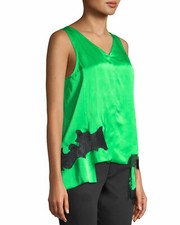 $345 Helmut Lang XS Womens Blouse Poison Satin Lace Deconstructed Slip Top