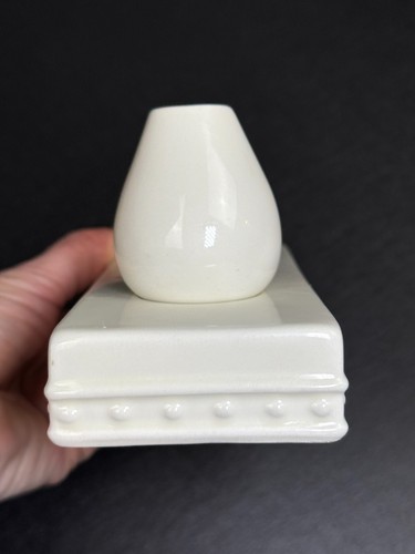 Nora Fleming Stoneware Bud Vase Toothpick Holder Pearl Dot Retired 6”x2 3/4”x3” - Picture 6 of 8