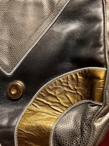 Sharif gold, silver, black patchwork vintage embroidered sleek design crossbody - Picture 5 of 17