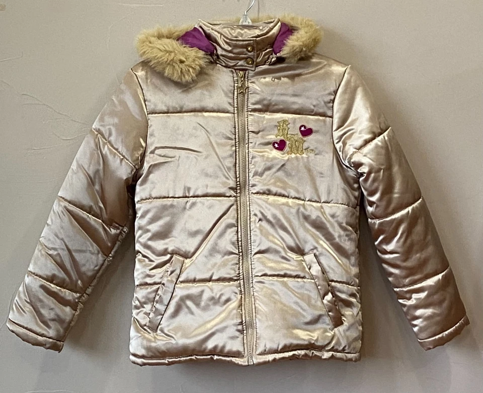 Chaqueta acolchada dorada vintage Hannah Montana Disney con capucha juvenil talla 16 Foto 2 de 4