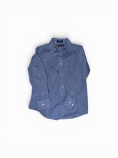 Boys Chaps Long Sleeve Dress Shirts Button up Blue Check Size 8 Church BTS