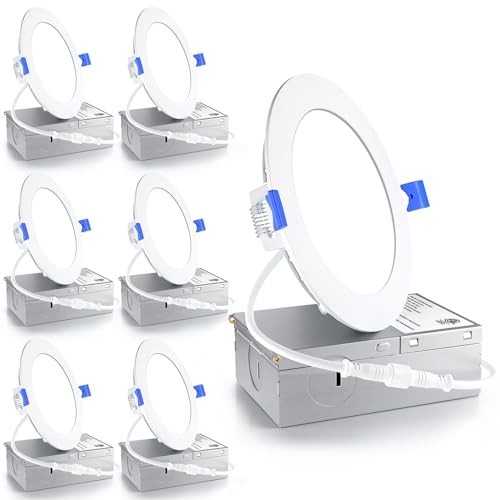 Встраиваемый светодиодный светильник Ensenior 6 Pack 4 дюйма с регулируемой яркостью теплый белый 3000K W750LM 8490₽