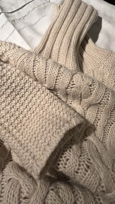 ZARA KNIT Strickkleid, Longpulli, beige, Zopfmuster, Gr. S