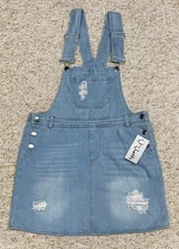 J for Justify Overall Jean Skirt Size Medium Bib Distressed Blue (waist 34")