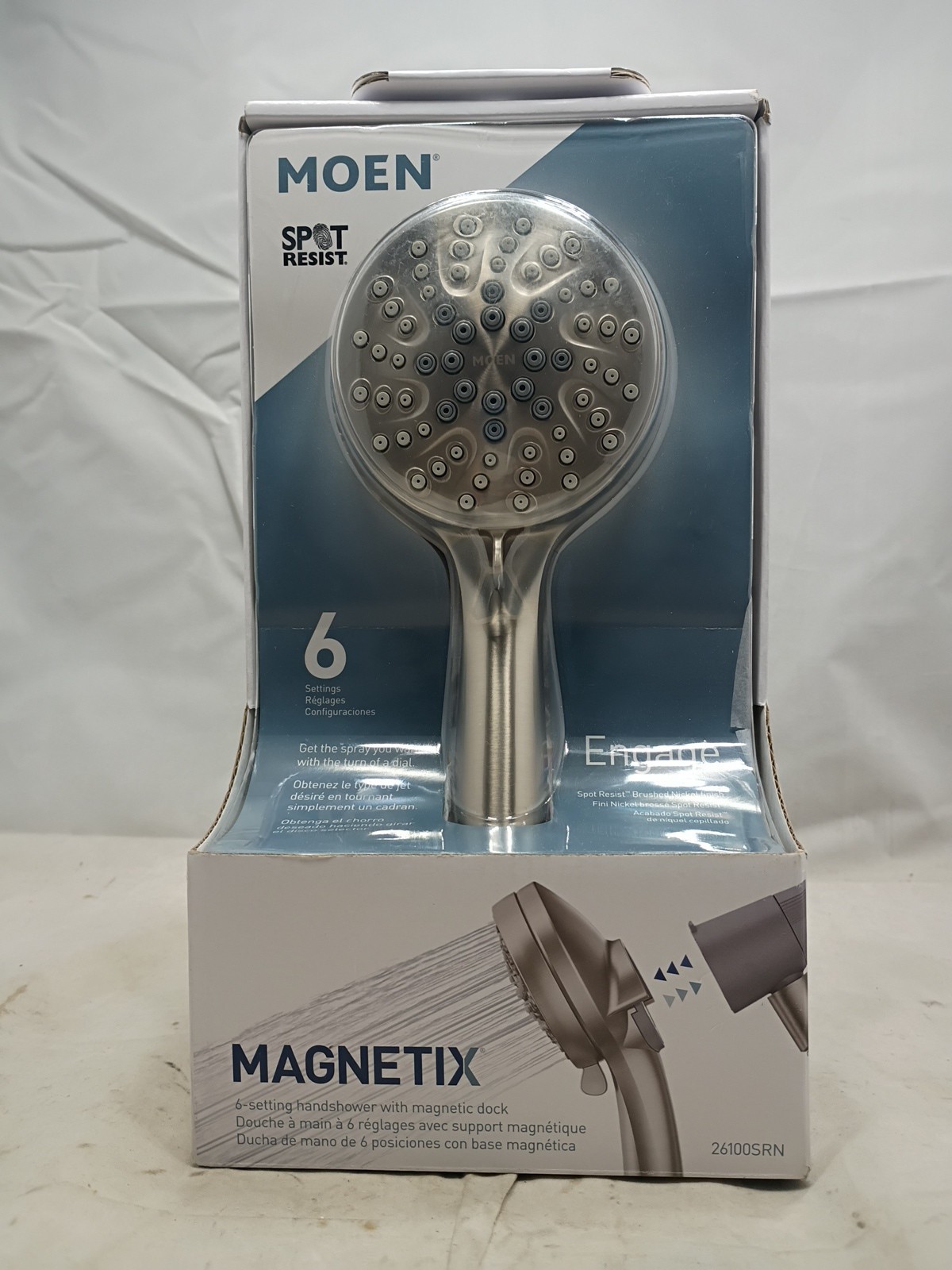 Moen Engage 26100SRN Magnetix Silver 3.5-In 6 Function Handh