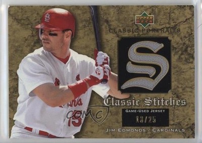 2003 Upper Deck Classic Portraits Stitches Jerseys Gold 13/25 Jim Edmonds 17wr