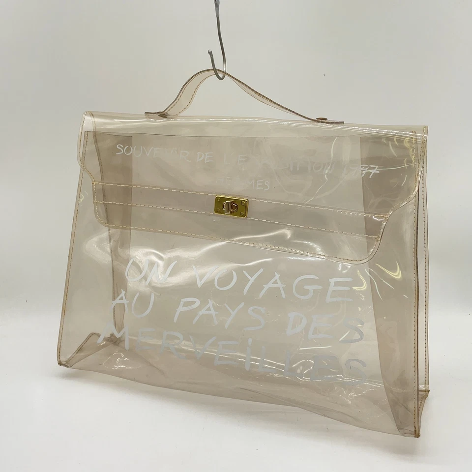 Auténtico bolso de mano Hermes vinilo Kelly vinilo transparente Wonderland SK040253 Foto 2 de 4