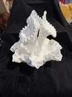 Vintage Fenton Diamond Lace Hobnail White Milk Glass 4-piece Epergne triple vase