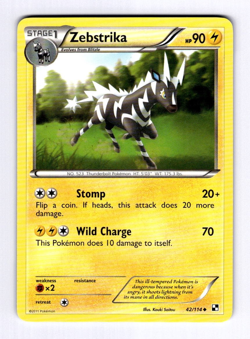 Zebstrika (42) Black and White #42 (2011) Uncommon NM Pokemon