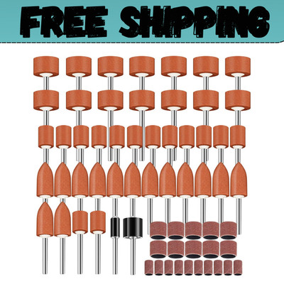 64Pcs Sanding Bits for Dremel Rotary Tools, 1/8'' Shank Aluminum Oxide Grinding S