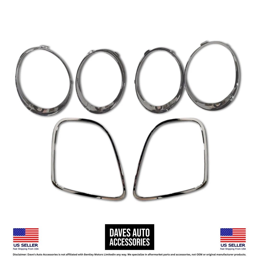 Bentley Flying Spur GT GTC Headlight Tail Light Chrome Bezel Trim Set