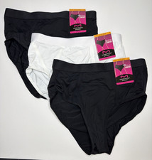 MAIDENFORM Pure Comfort DM225C White Black High Leg Brief Panty Womens S/5 3 PK