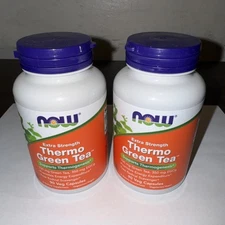 Qty 2 NOW FOODS Thermo Green Tea Extra Strength 90 Veg Capsules Exp 9/2026