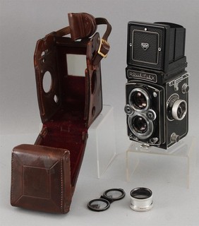 Rara fotocamera Rollei Franke & Heidecke Rolleiflex 3 5 MX custodia e obiettivo Rolleinar 3