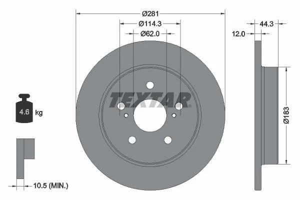 TEXTAR Brake Discs Rotors & Pads Rear Braking Service Set Fits Toyota RAV4 - Image 4 of 4