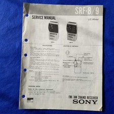SONY SRF-8 SRF-9 Service Manual Original Paper OEM Repair Guide - USA