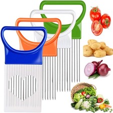 4PCS Onion Holder Slicer Set,Stainless Steel Fruit Tomato Lemon Style-C