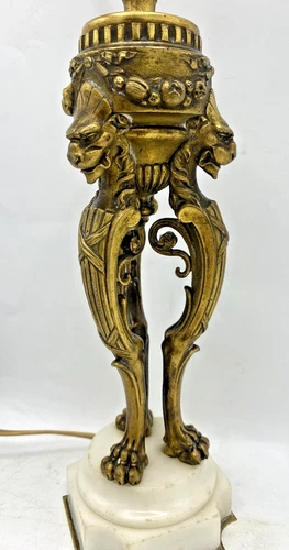 Antique french Empire style lamp 19th century bronze gargoyle chimera
