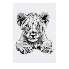 'Lion Cub Front View' Temporary Tattoos / Transfers TO00070823