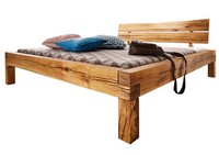 Balkenbett Doppelbett Massiv Holzbett Wildeiche Bett Massivholzbett 160X200 Cm