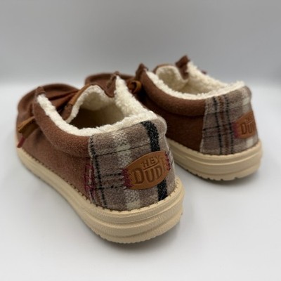 Hey Dude Wally Cozy Plaid Downtown Brown Multi Mens Size 7 Shoes 44341-2IG New Hey Dude Wally Cozy Plaid Downtown Brown Slip On Loafers  main image 3