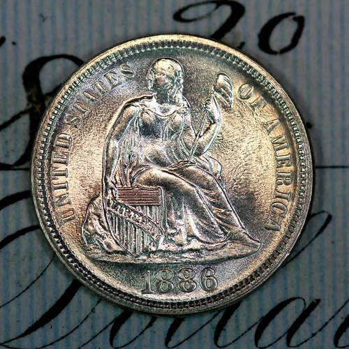* 1886-P * PRISTINE++ GEM BU MS SEATED LIBERTY DIME * FROM ORIGINAL COLLECTION