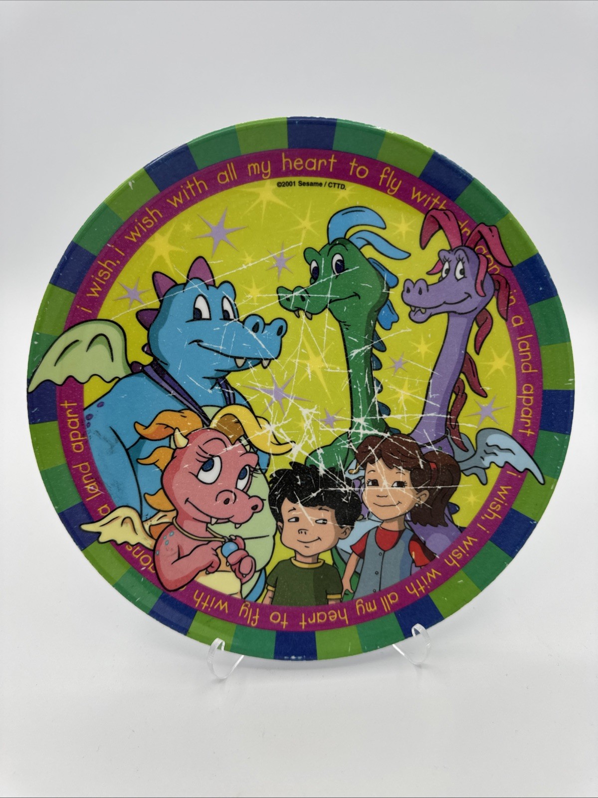 2001 Dragon Tales Plate Zak Designs Sesame Melamine Kids Pla