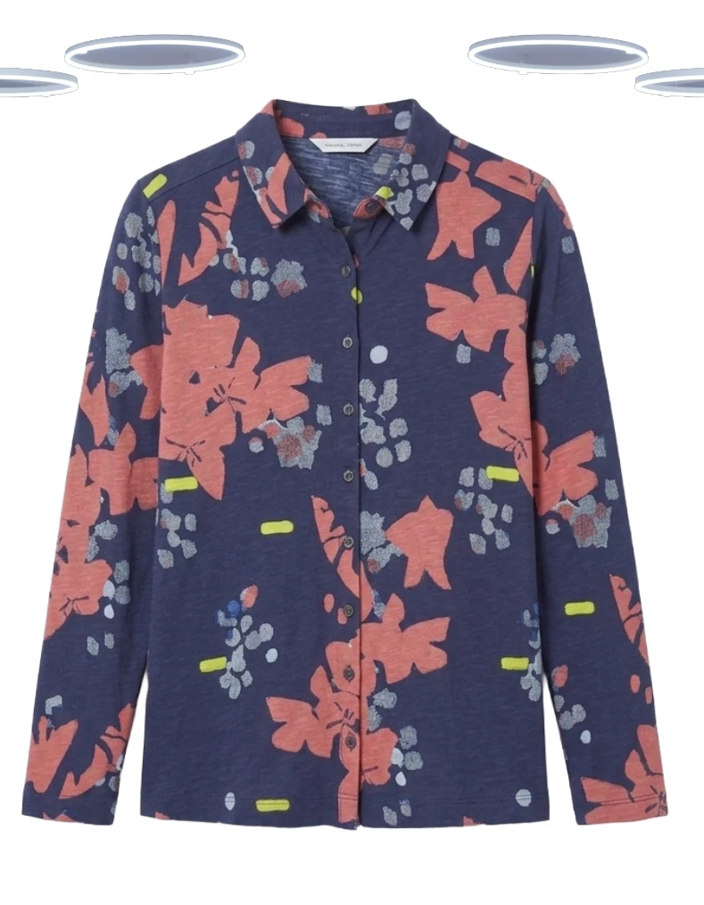 Ex White Stuff Women's Shirt - Long Sleeve Abstract Floral Print Jersey Navy Mix
Opens in a new wind
