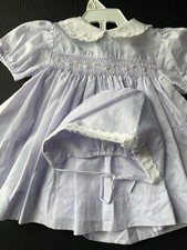 Vintage Carters 3 Piece Lavender Smocked Cotton Dress With Peter Pan Collar