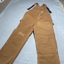 Carhartt Men'sbibsCanvas Quilt Lined ZiOveralls R41 Brown Size 50x3