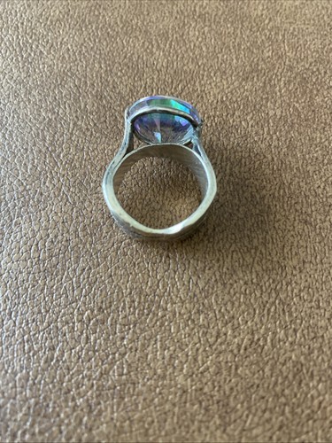 Vintage Yuval & Michal YAM Signed Sterling Silver Mystic Topaz Ring Sz 8 Israel - Picture 9 of 14