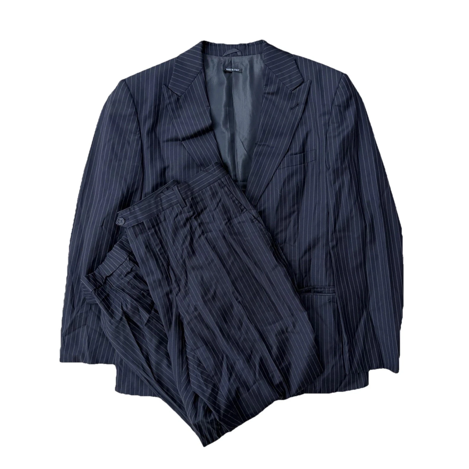 Giorgio Armani — GIORGIO ARMANI BLACK LABEL Borgo 21 2-Pc Suit Navy Stripe Super 180’s Wool 40R